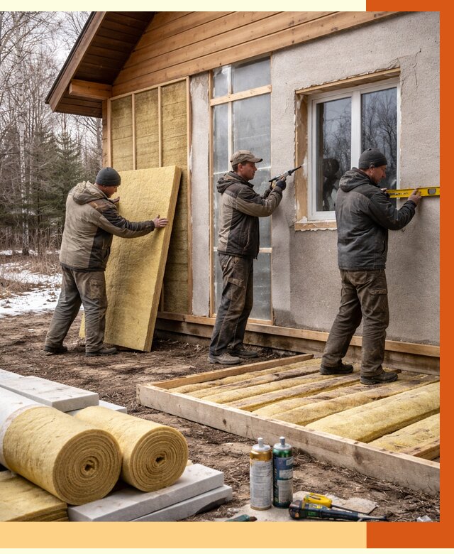 Утепление дачного дома в Соликамске от 4895 руб/м2 — недорого | ТепломастерСлк